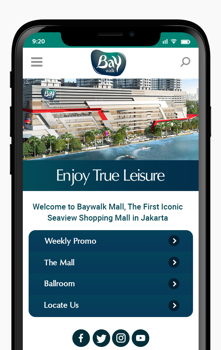 Komunigrafik ui-ux, web design and development Indonesia - Project Showcase and Portfolio Responsive Mobile For Baywalk Mall Mobile Apps