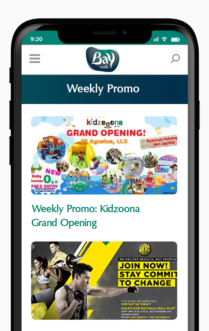 Komunigrafik ui-ux web design and development Indonesia - Project Showcase and Portfolio Responsive Mobile page Baywalk Weekly Promo at Baywalk Mall Jakarta, Indonesia