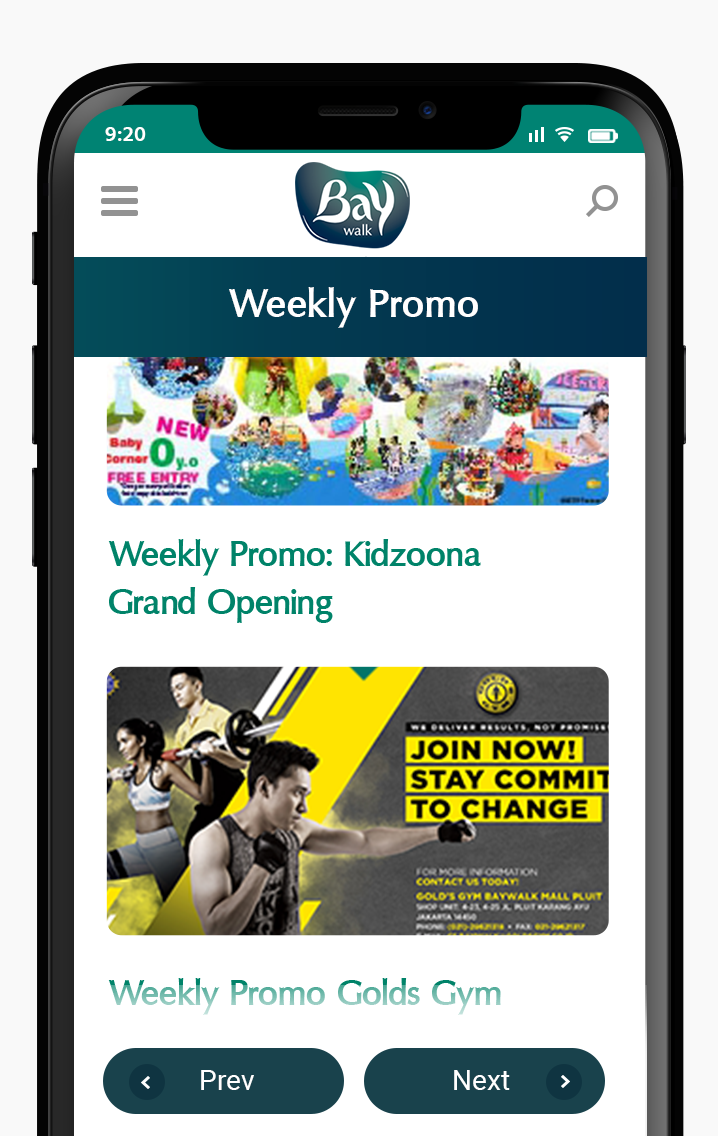 Komunigrafik ui-ux web design and development Indonesia - Project Showcase and Portfolio Responsive Mobile page Baywalk Weekly Promo at Baywalk Mall Jakarta, Indonesia