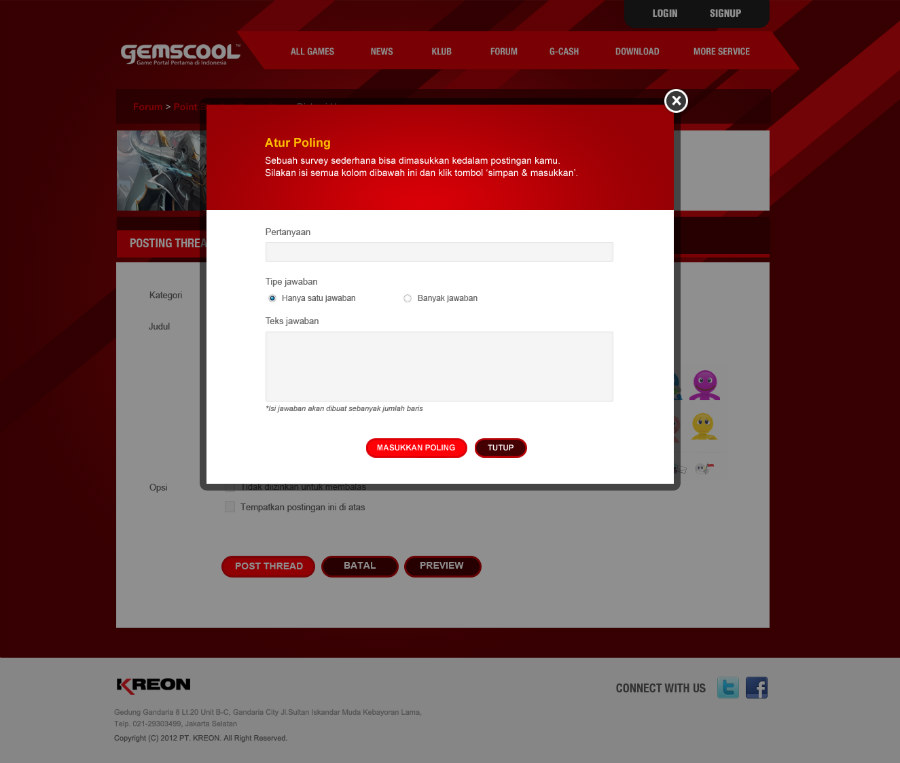 Komunigrafik ui-ux, web design and development Jakarta - Indonesia - Project Showcase and portfolio inspiration for gemsscool portal game peratma di Indonesia