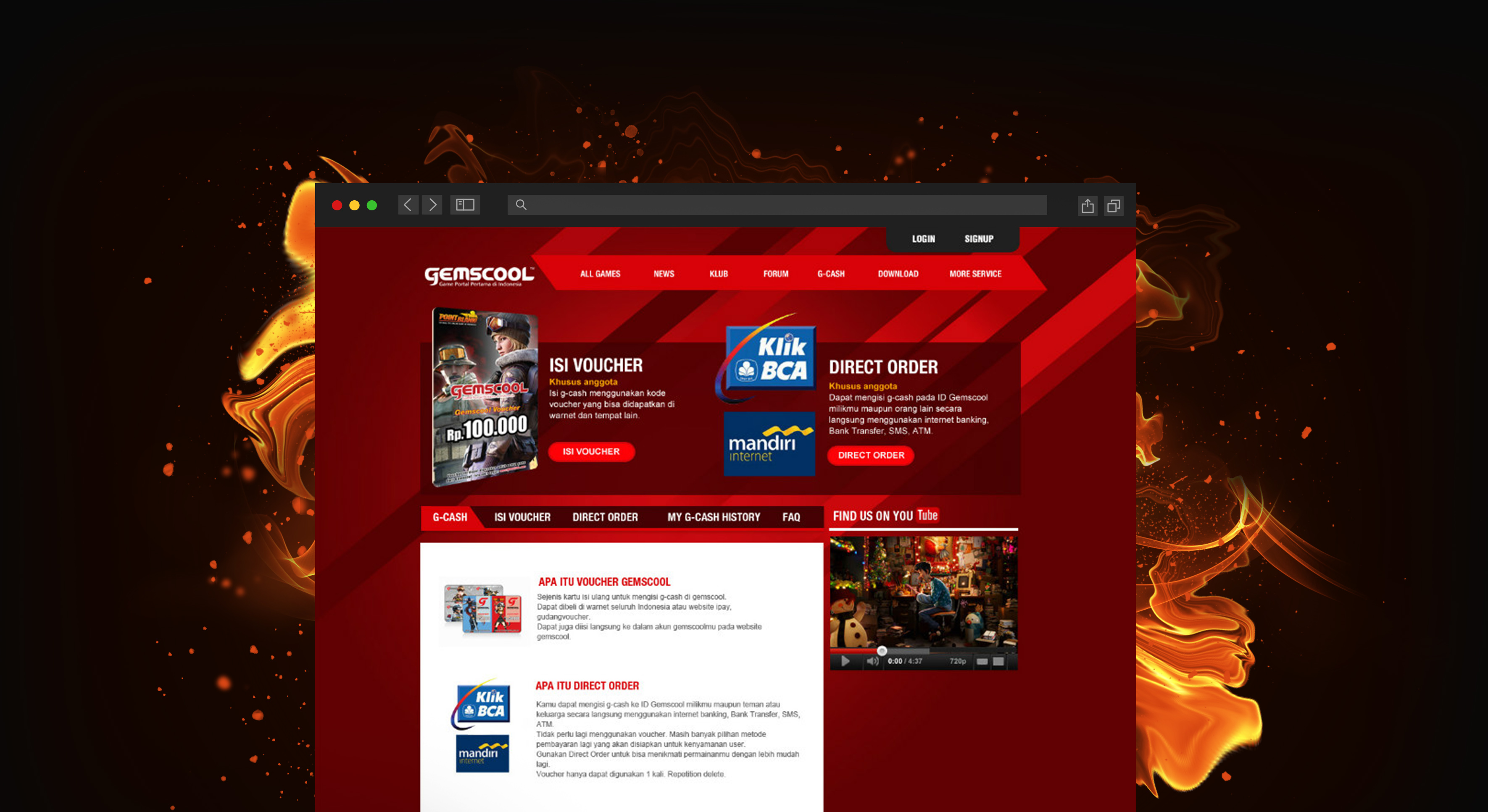 Komunigrafik web design portfolio showcase for Gemscool - Game portal pertama Indonesia